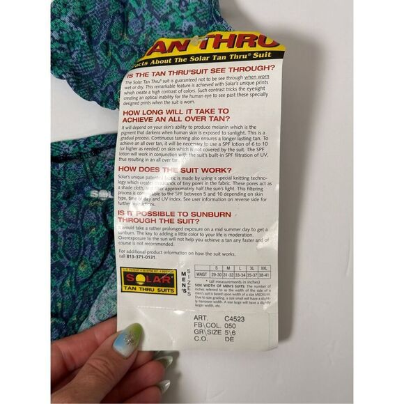 Solar Tan Thru 90's DEADSTOCK NWT 2 piece String Bikini Blue Green Snakeskin Sz - Picture 4 of 8